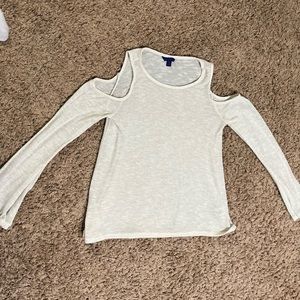 Aeropostale Cold Shoulder Gold Sparkle Long sleeve Shirt